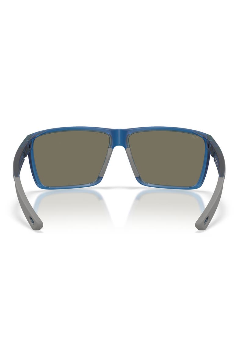 Rincon II 64mm Mirrored Polarized Oversize Rectangular Sunglasses, Alternate, color, TRANSLUCENT BLUE / BLUE 580G