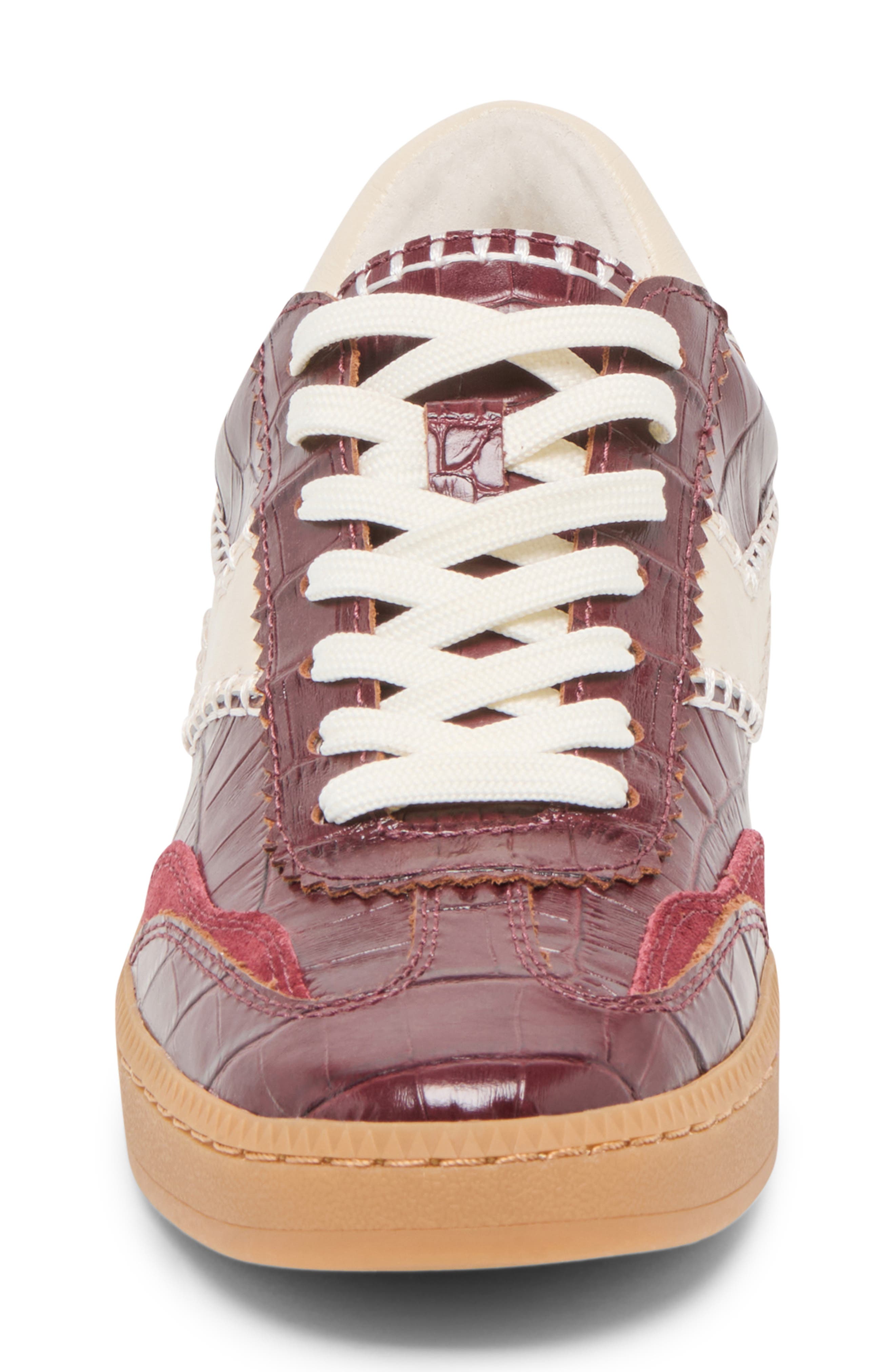 Notice Stitch Sneaker, Alternate, color, OXBLOOD CROCO EMBOSS