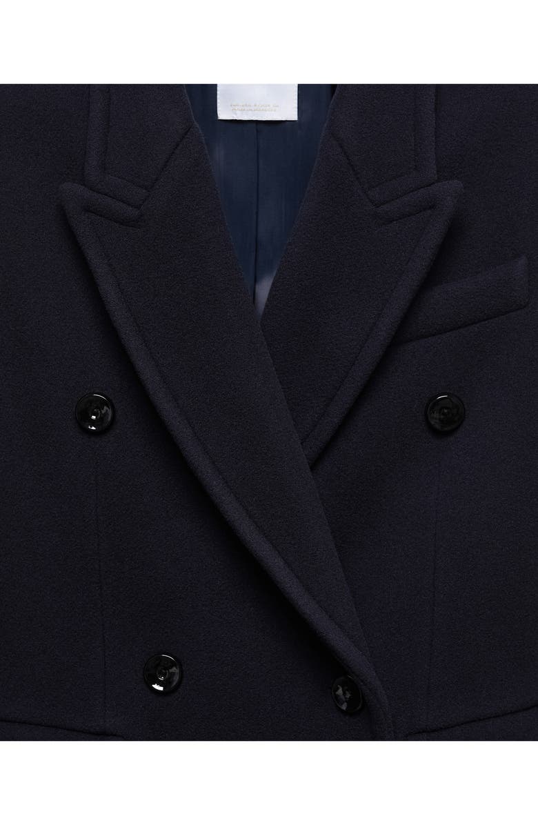 MANGO Double Breasted Virgin Wool Blend Coat, Alternate, color,