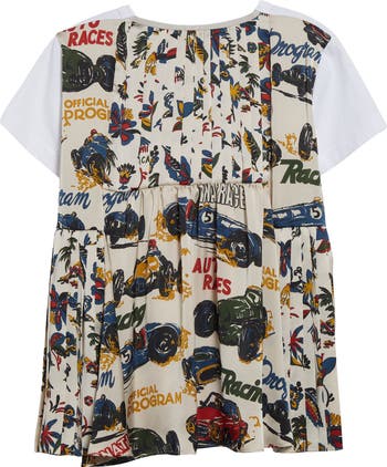【関税込み】sacai ホワイト Car Race & Tropical Print Tシャツ sacai White Car Race Tropical Print Shirt Sacai