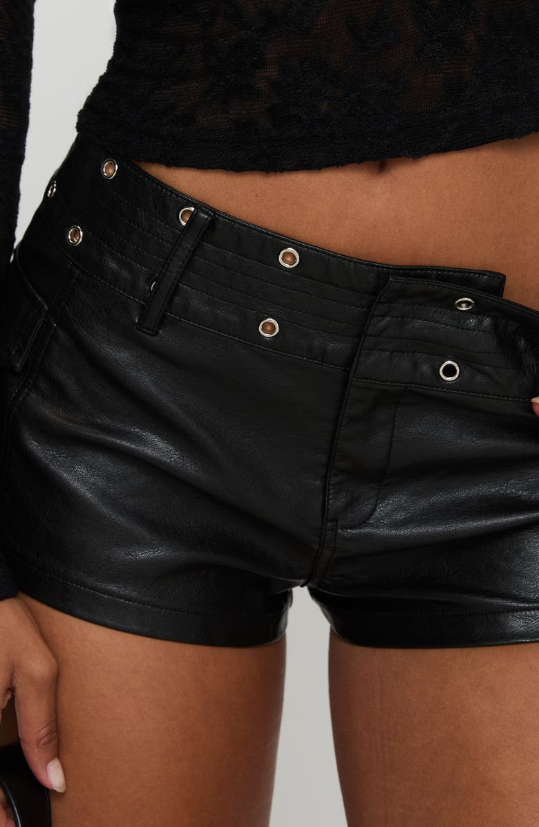 Princess Polly Born to Ride Faux Leather Shorts, Alternate, color, Black