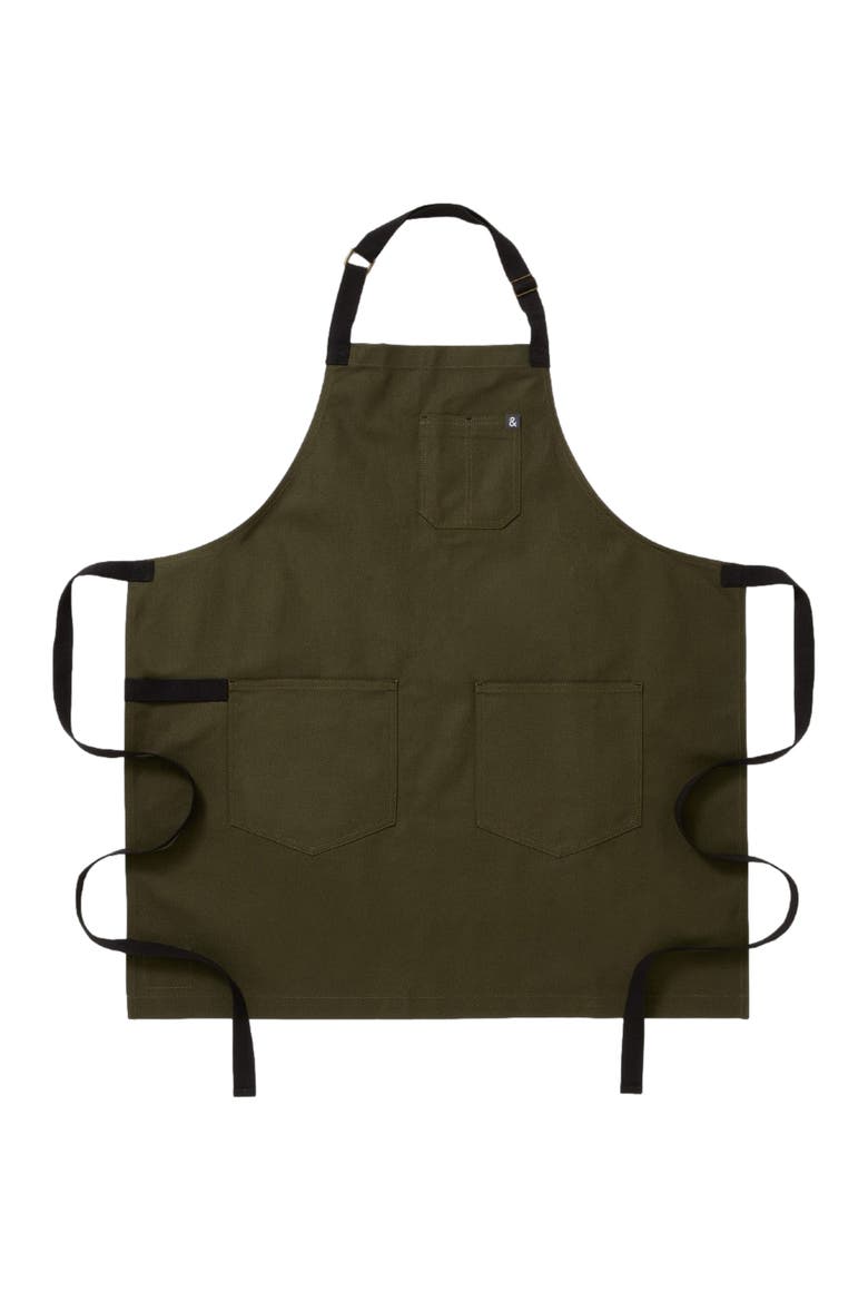 The Essential Apron - Olive Green Black Straps, Main, color, Olive
