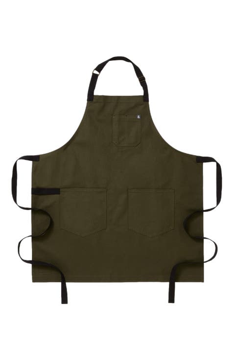 The Essential Apron - Olive Green Black Straps