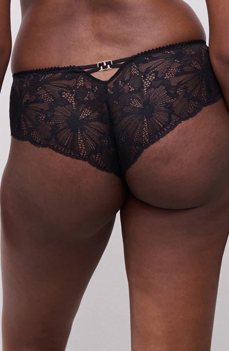Chantelle Lingerie Muse Lace Hipster Panties, Alternate, color, Black