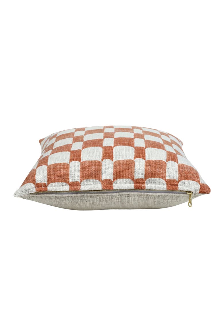Checkered Block Printed Pillow - Cover Only, Alternate, color, Rust