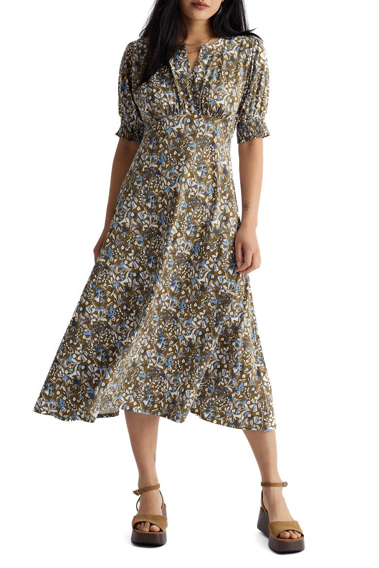 Fenil Floral Midi Dress, Main, color, WOODLAND FLORAL SEAGRASS