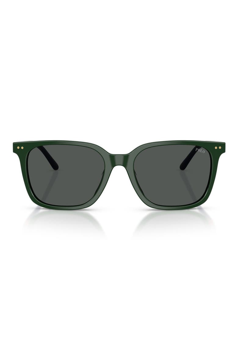 54mm Square Sunglasses, Main, color, SHINY GREEN / DARK GREY