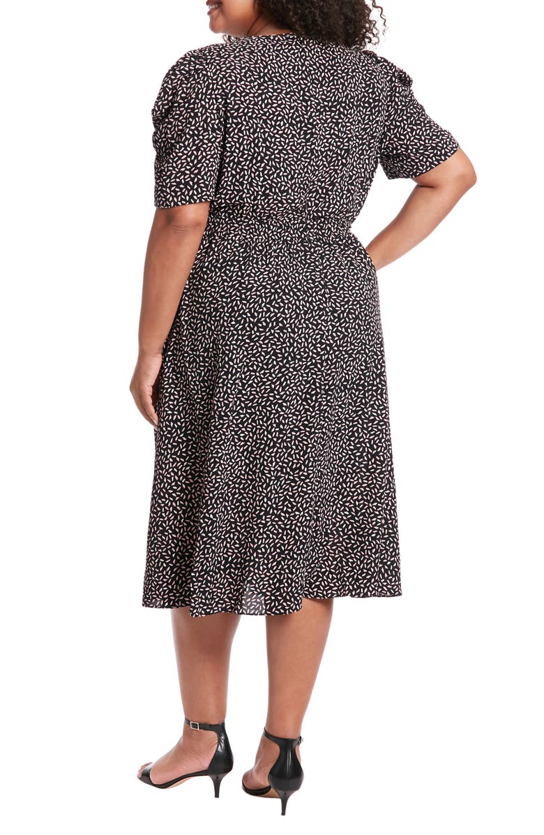 London Times Short Sleeve Midi Dress, Alternate, color, Black/ Blush