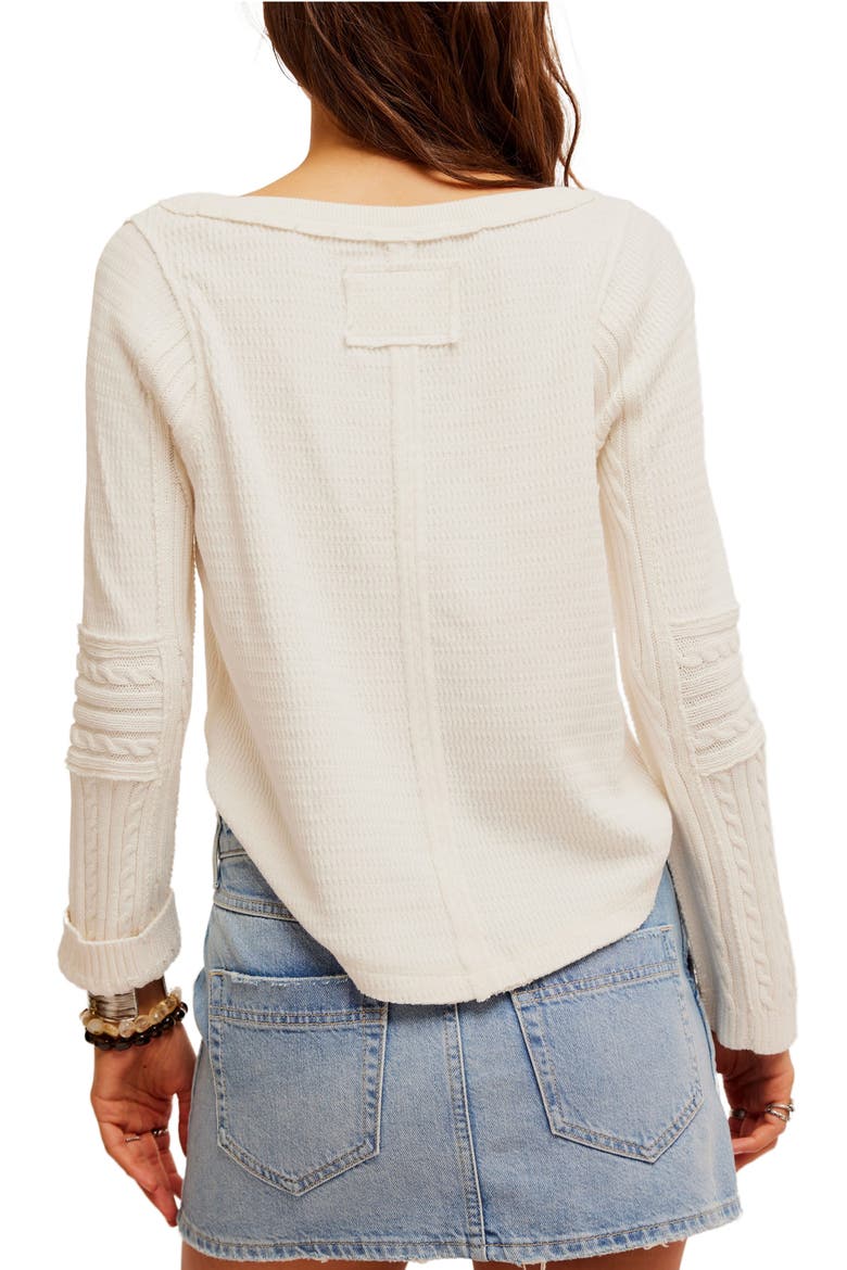 Cable Stitch Sleeve Sweater, Alternate, color, IVORY COMBO