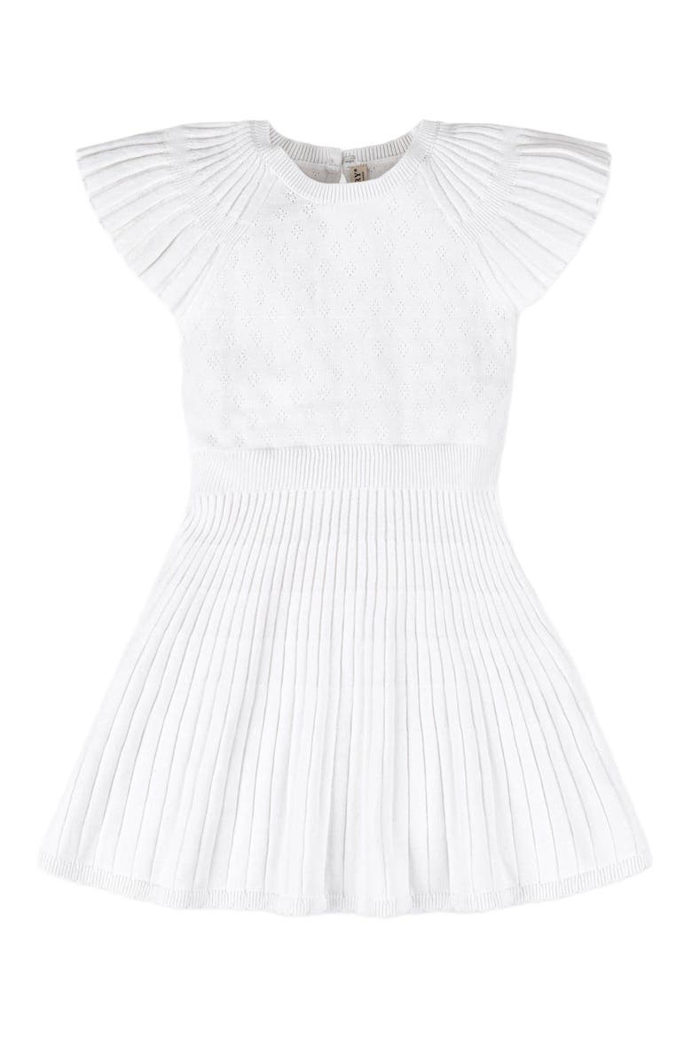 Baby Girls' Organic Flutter Sleeve Sweater Dress, Infant, Main, color, White Diamond Pointelle