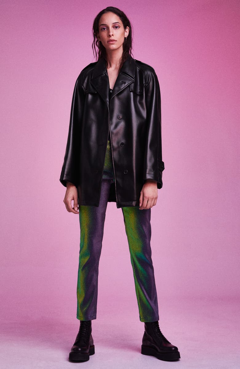 Maison Margiela Short Faux Leather Trench Coat, Alternate, color,