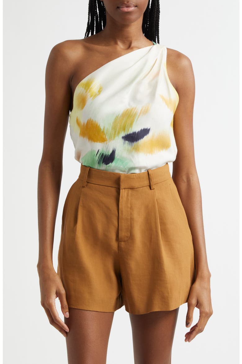 Aster Abstract Print One-Shoulder Top, Main, color, FLORAL MUL