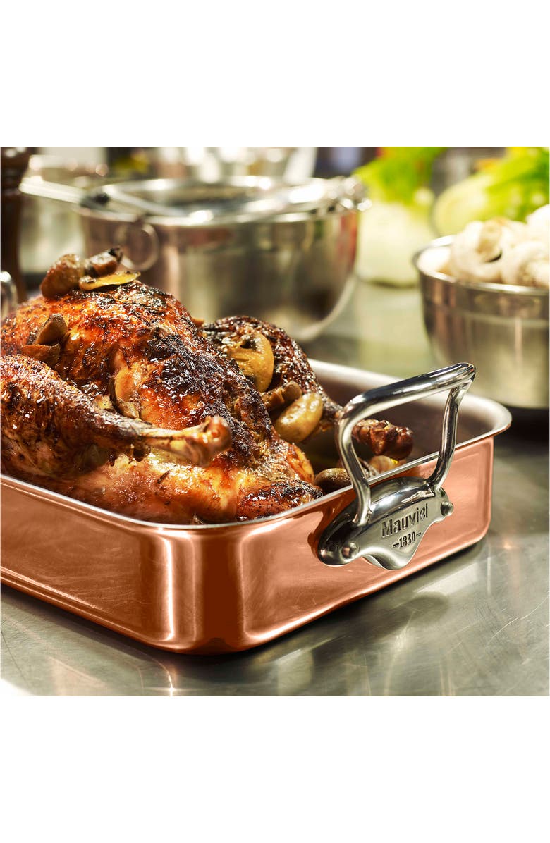 Mauviel M'150s Copper Tri-Ply Roasting Pan with Rack, 15.7 x 11.8-Inch, Alternate, color, Copper