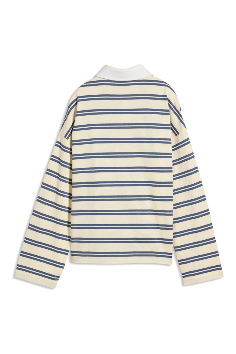 Elevated No. 1 Logo Striped Cotton Polo, Alternate, color, BUTTERCREAM-STRIPED