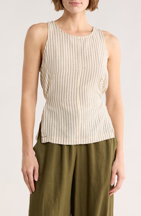 Pinstripe Tie Back Tank