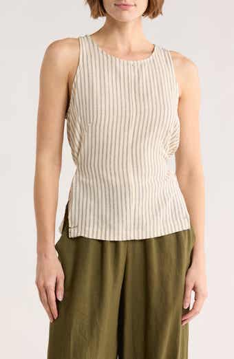 MAX STUDIO Pinstripe Tie Back Tank