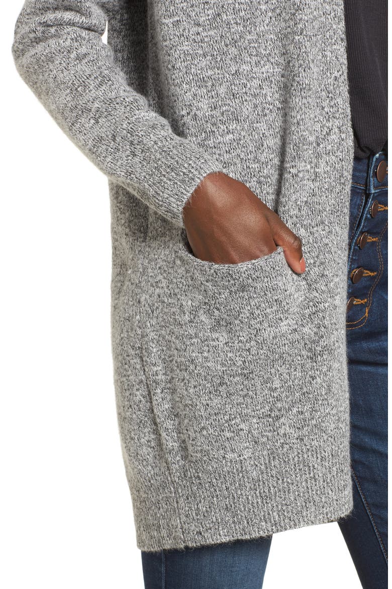 Cozy Open Cardigan, Alternate, color, BLACK/WHITE