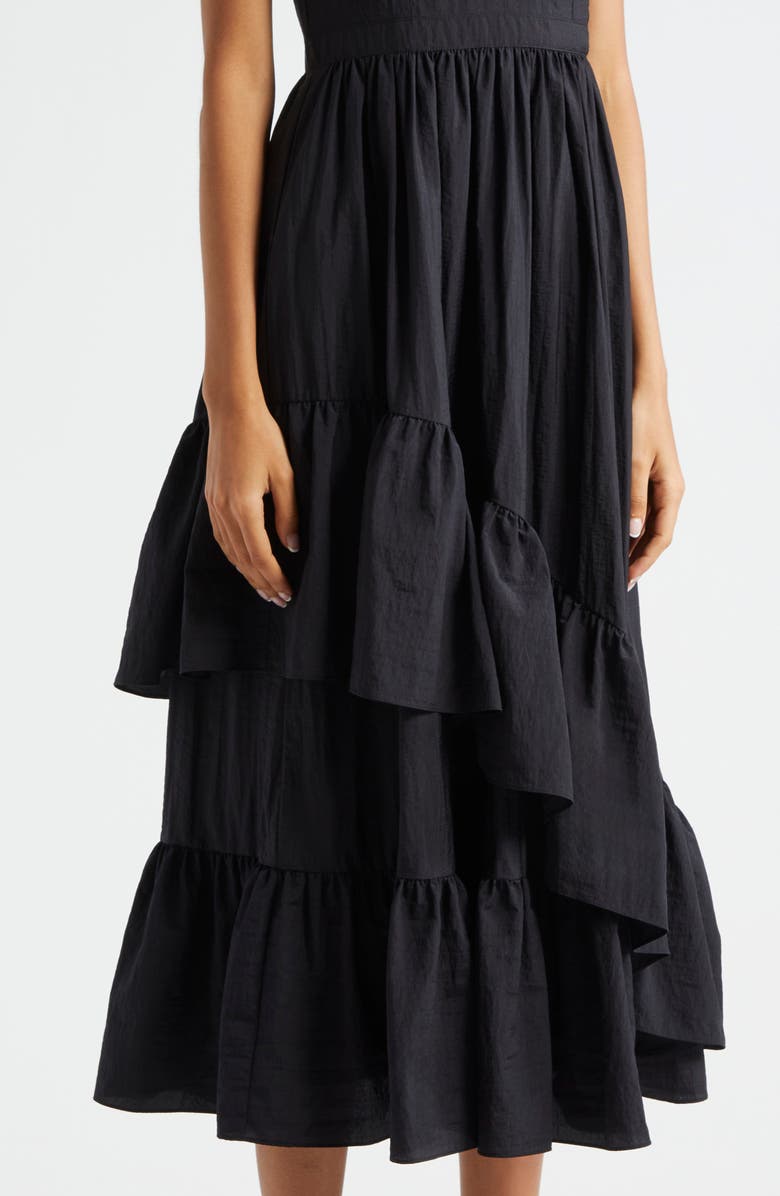 Cinq à Sept Amy Ruffle Asymmetric Dress, Alternate, color, Black