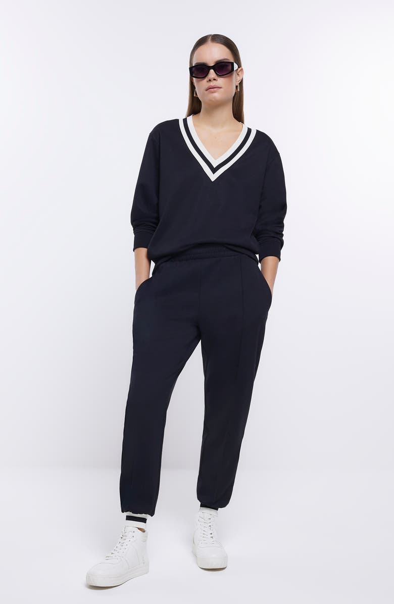River Island Tipped Cuff Joggers, Alternate, color, Black