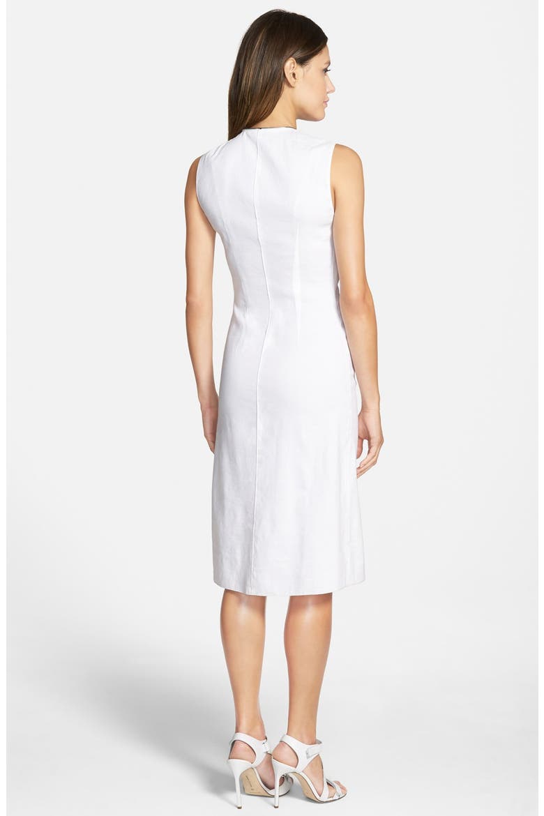 'Kate' Linen Blend Front Zip Dress, Alternate, color, WHITE
