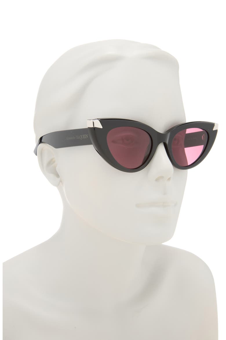 50mm Cat Eye Sunglasses, Alternate, color, BLACK BLACK VIOLET