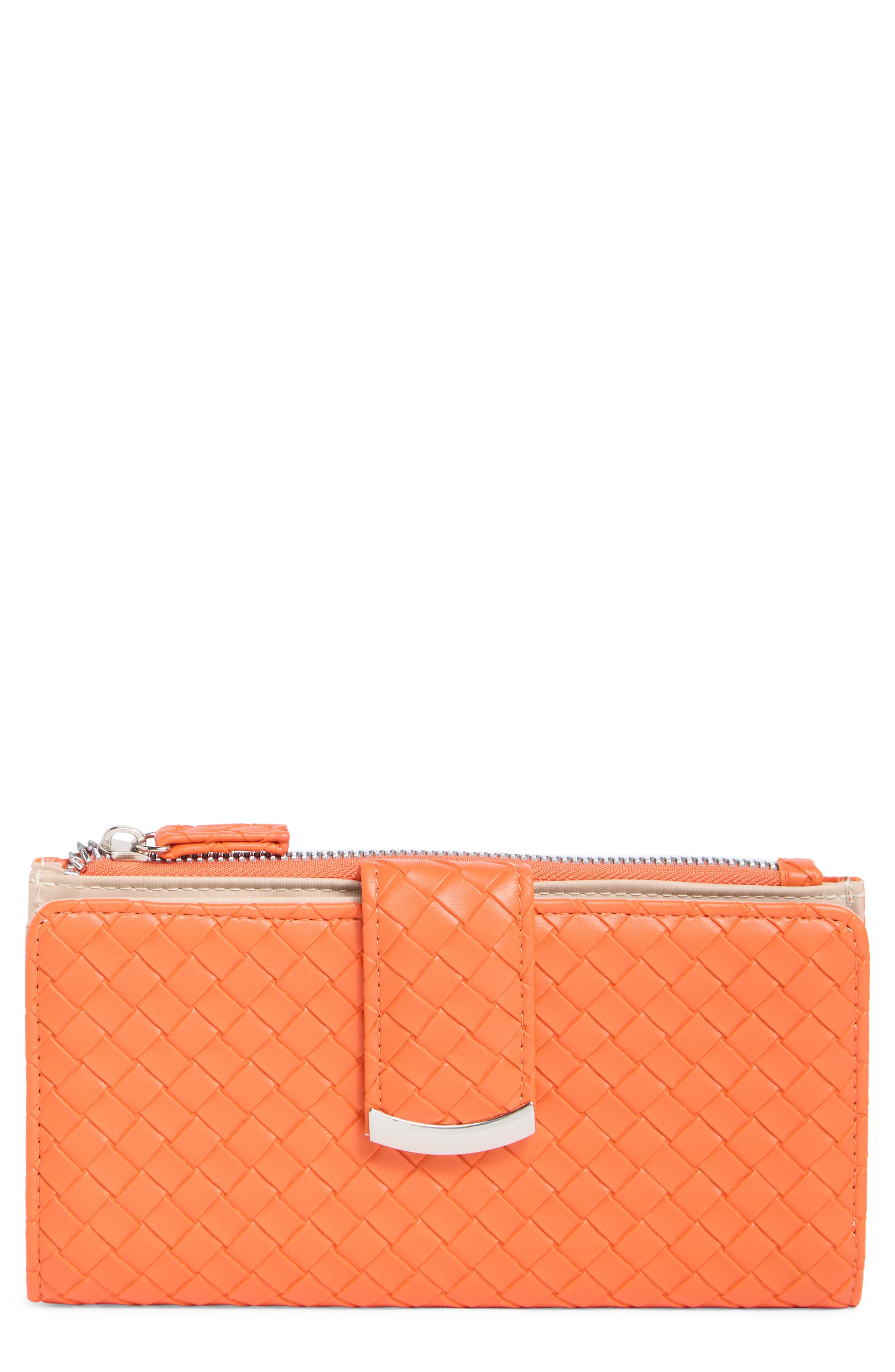 MUNDI SMALL LEATHER GOODS Lottie Woven Faux Leather Clutch