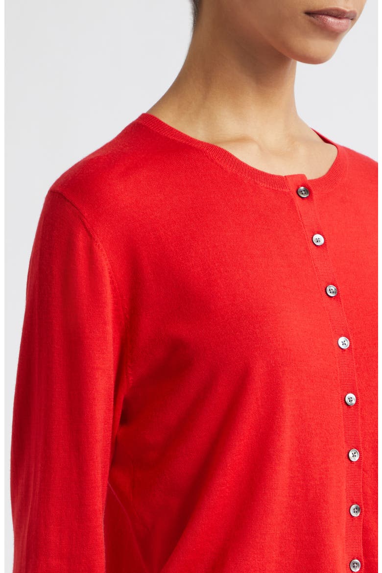 James Merino Wool Crewneck Cardigan, Alternate, color, LIPSTICK