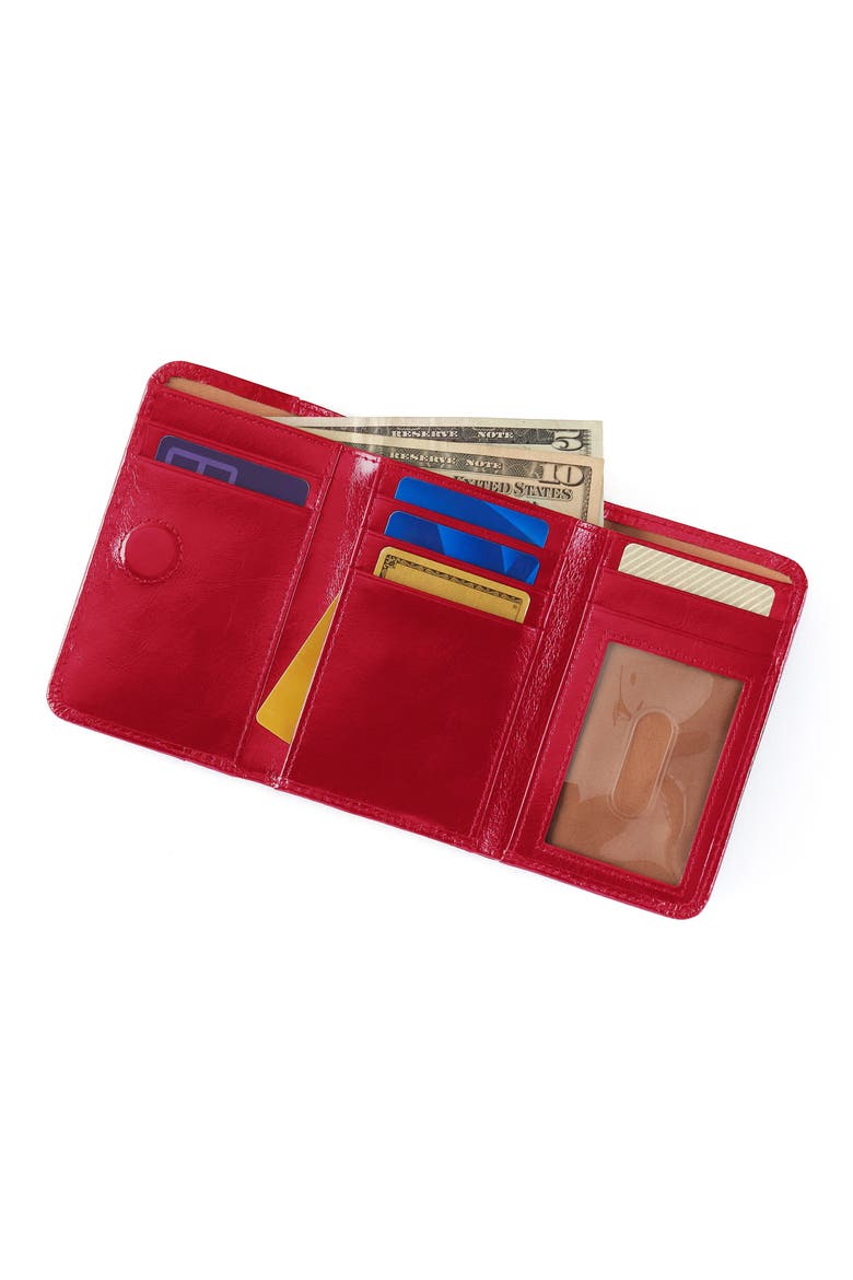 Jill Leather Trifold Wallet, Alternate, color, TRUE RED