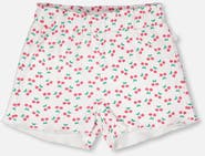 Deux par Deux Elastic Waist Rib Cherries Shorts