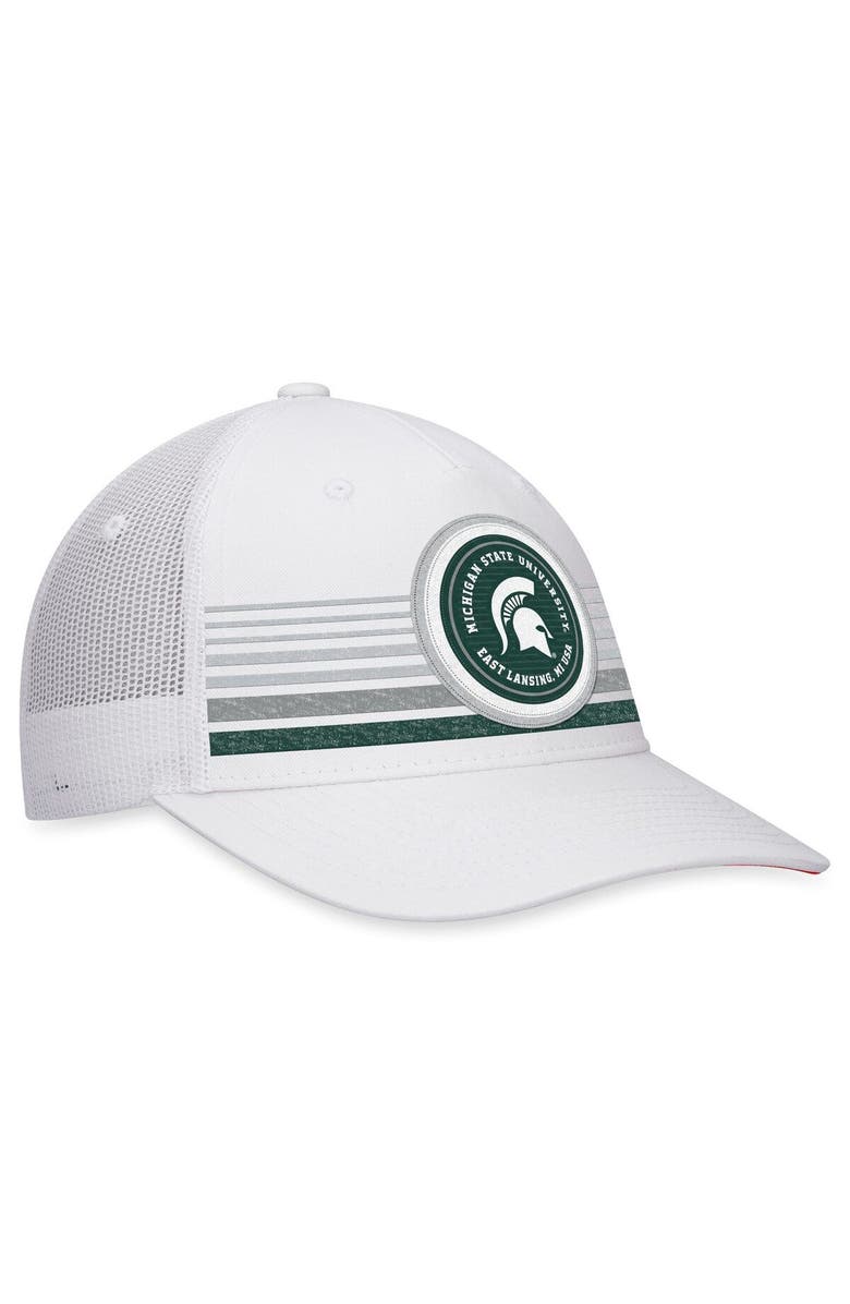 TOP OF THE WORLD Men's Top of the World White Michigan State Spartans Top Trace Trucker Snapback Hat, Alternate, color, White