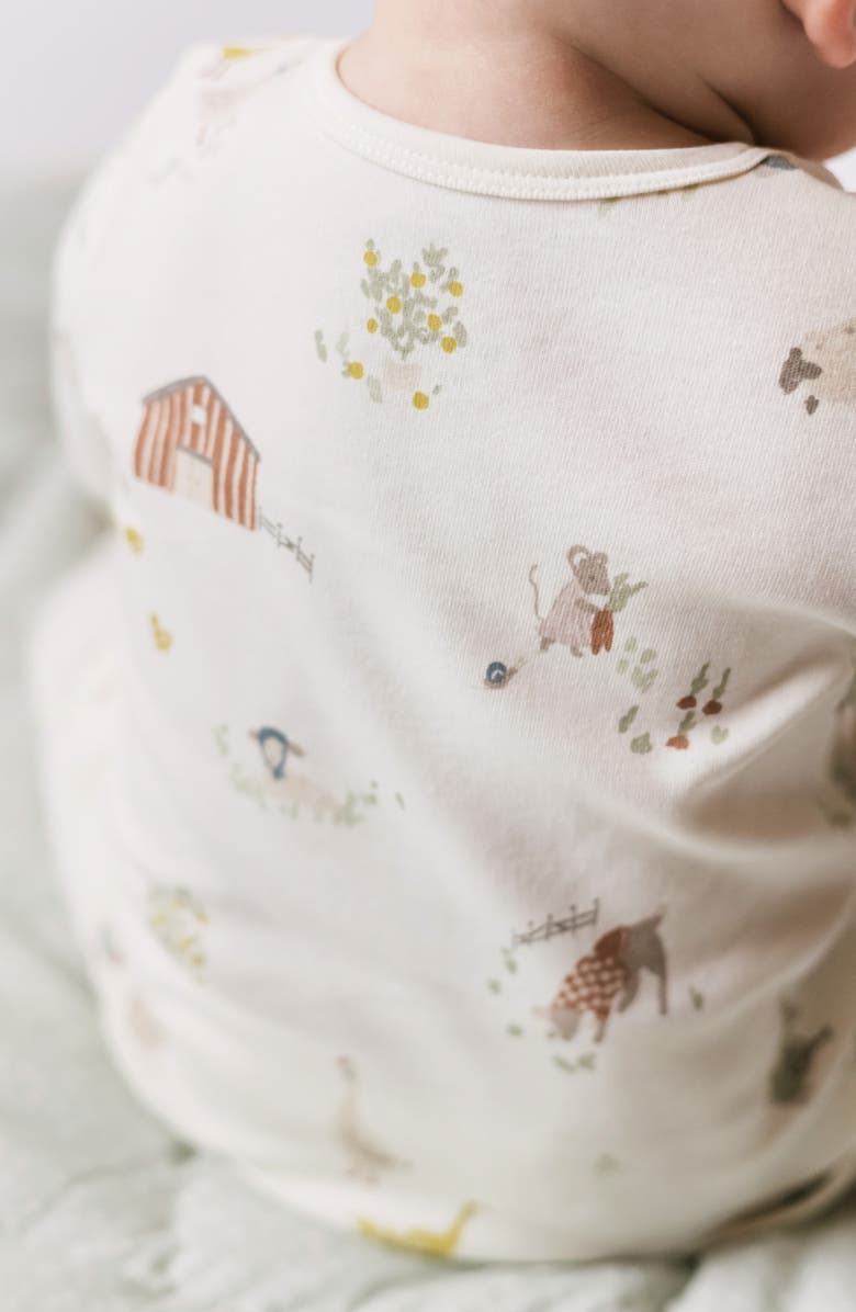 Pehr Print Long Sleeve Organic Cotton Placket Romper, Alternate, color, Beige