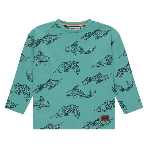 Koi Print Long Sleeve T-Shirt