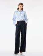 Koton Wide Leg Pinstripe Tailored Trousers with Pockets