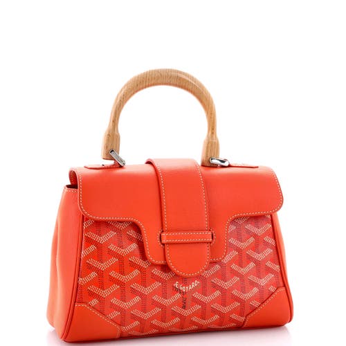 Pre-owned Goyard  Goyard Saigon Top Handle Bag Coated Canvas With Leather Mini In Orange