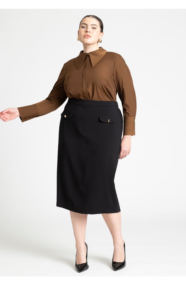 ELOQUII Pointed Collar Button Up Shirt, Alternate, color, Carafe