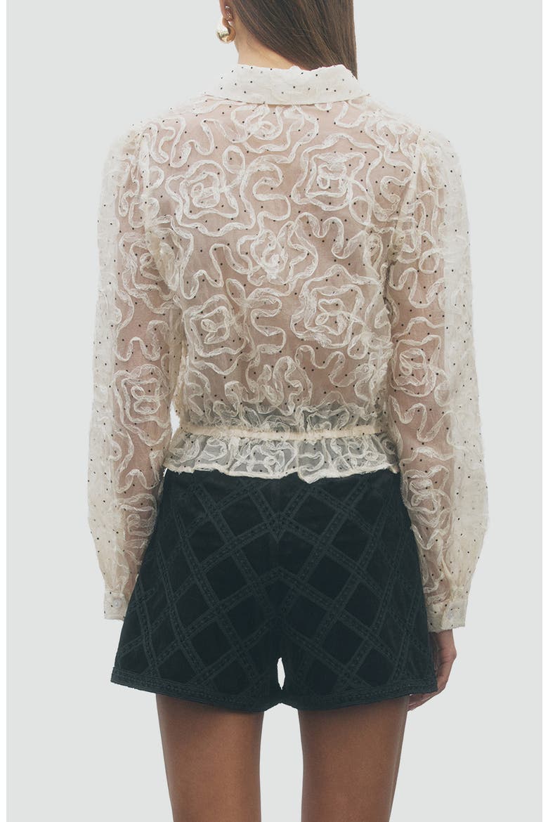 Mary Ruffled Button Shirt, Alternate, color, IVORY BLACK