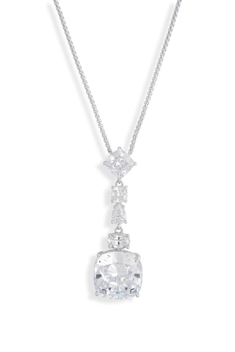 Soleil Cubic Zirconia Y-Necklace, Main, color, RHODIUM