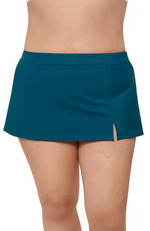 Plus Size Full Coverage Skirted Swimsuit Bottom with Side Slit