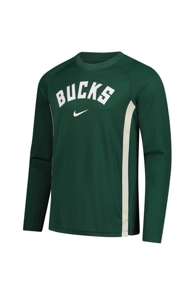 Men's Nike Hunter Green Milwaukee Bucks 2025/26 Authentic Pre-Game Legend Dri-FIT Long Sleeve Shooting Shirt, Alternate, color, Hunter Green