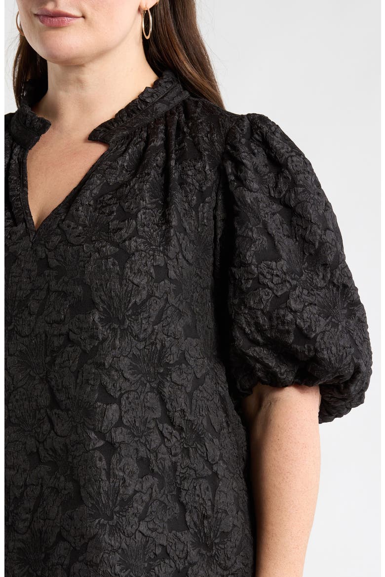 Arielle Jacquard Puff Sleeve Top, Alternate, color, BLACK