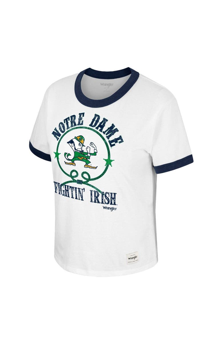 COLOSSEUM X WRANGLER Women's Colosseum x Wrangler White Notre Dame Fighting Irish Freehand Ringer T-Shirt, Alternate, color, 