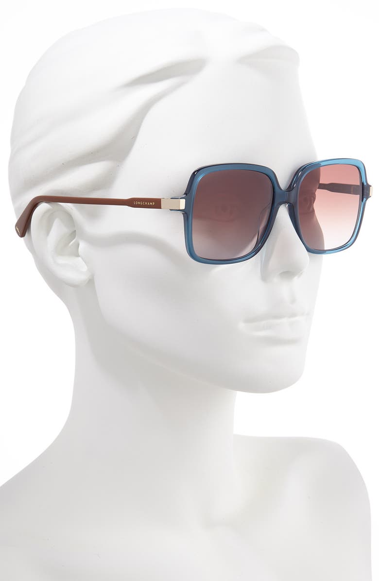 Longchamp Le Pliage 55mm Gradient Square Sunglasses, Alternate, color, Blue/Brown Pliage