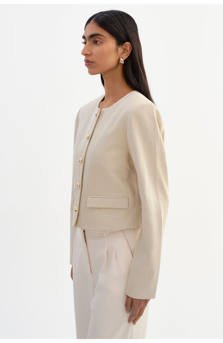 LAMARQUE Francina | Linen Twill Collarless Jacket, Alternate, color, Natural