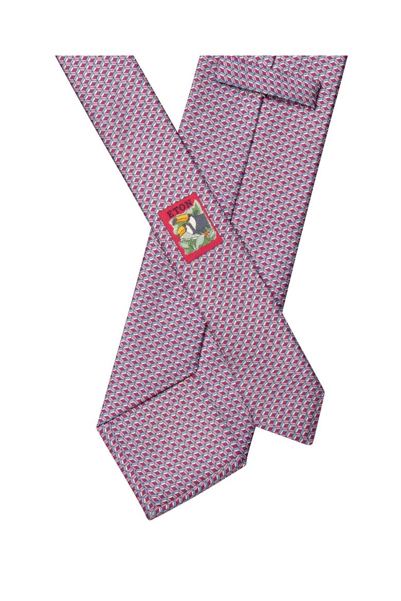 Pink Geometric Print Silk Twill Tie, Alternate, color, MEDIUM PINK