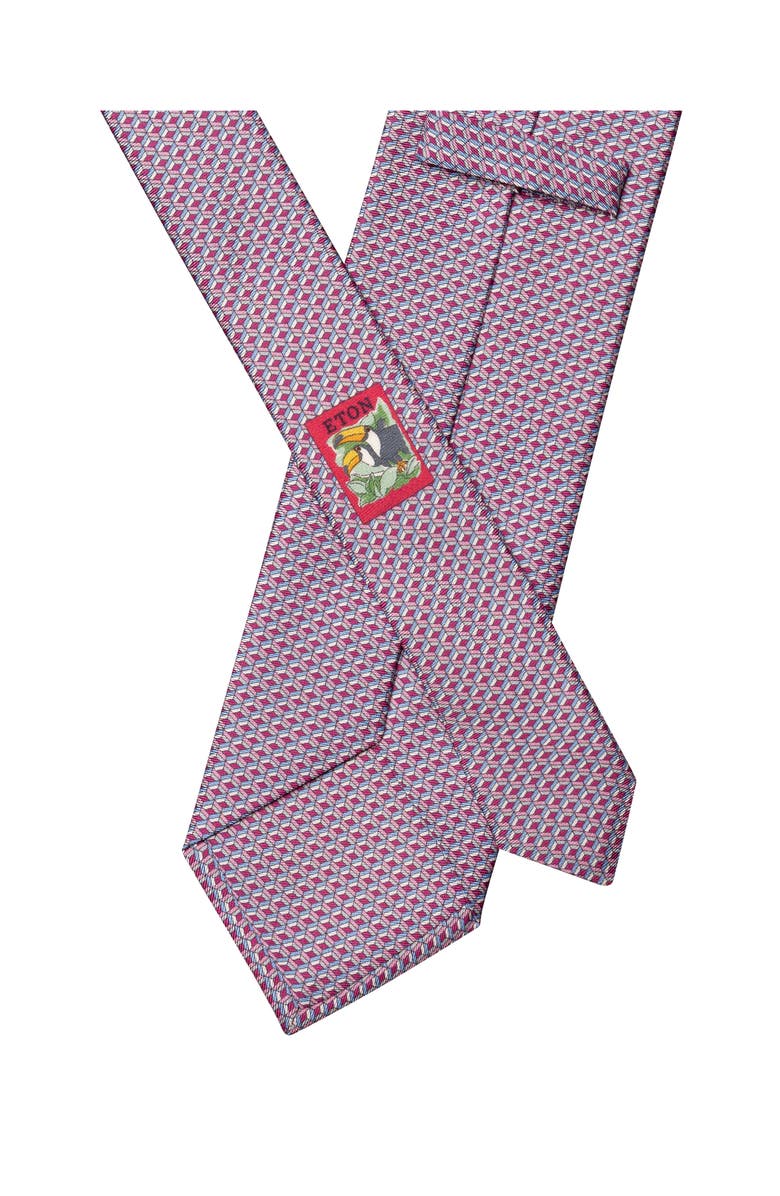 Eton Pink Geometric Print Silk Twill Tie, Alternate, color, Medium Pink