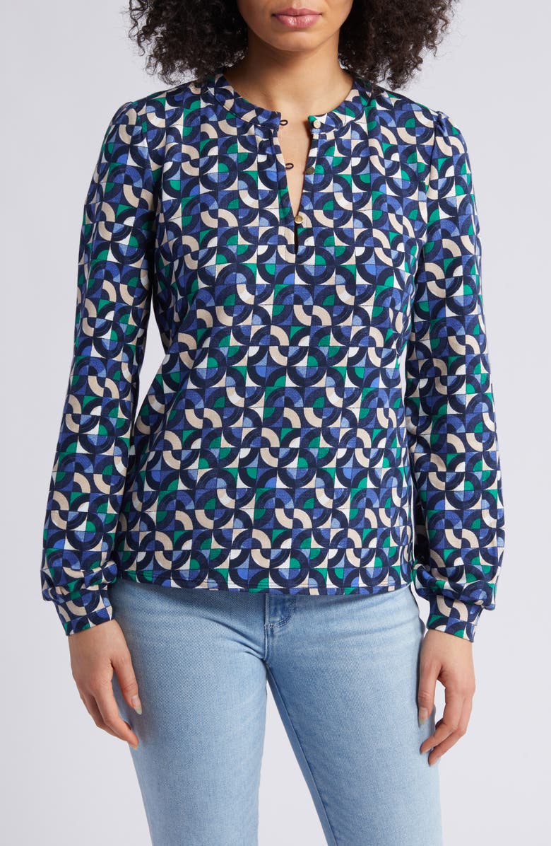 NIC+ZOE Geo Waves Long Sleeve Top, Main, color, 