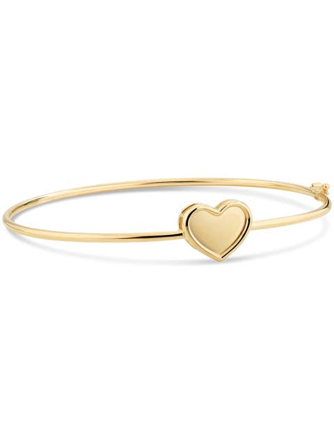 Sweet Heart Bangle Bracelet in 14K Gold, 13mm