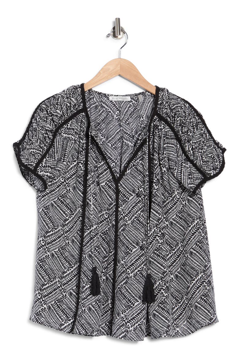 The Juliana Print Silk Top, Alternate, color, GEO LEAF