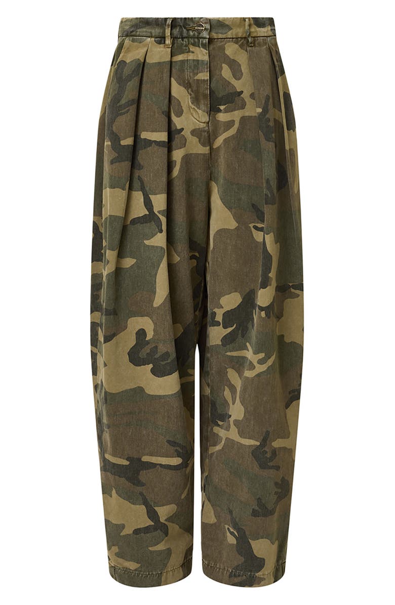 AllSaints Becca Camo Pleated Cotton Trousers, Alternate, color,