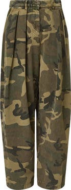 AllSaints Becca Camo Pleated Cotton Trousers